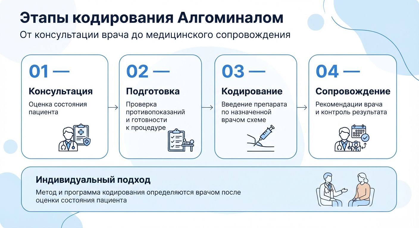 Кодирование препаратом «Алгоминал» в Гае инфографика